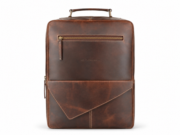 Full-Grain Buffalo Leather Executive Backpack with 17-Inch Laptop Organizer