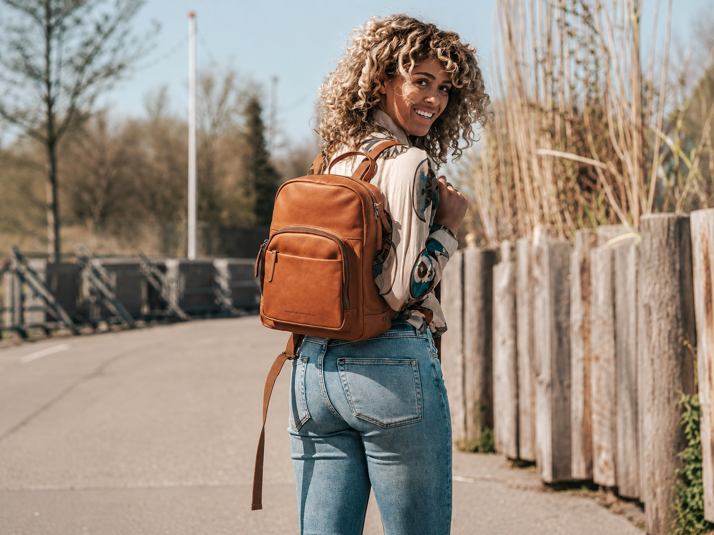 Leather Backpack Cognac Santana