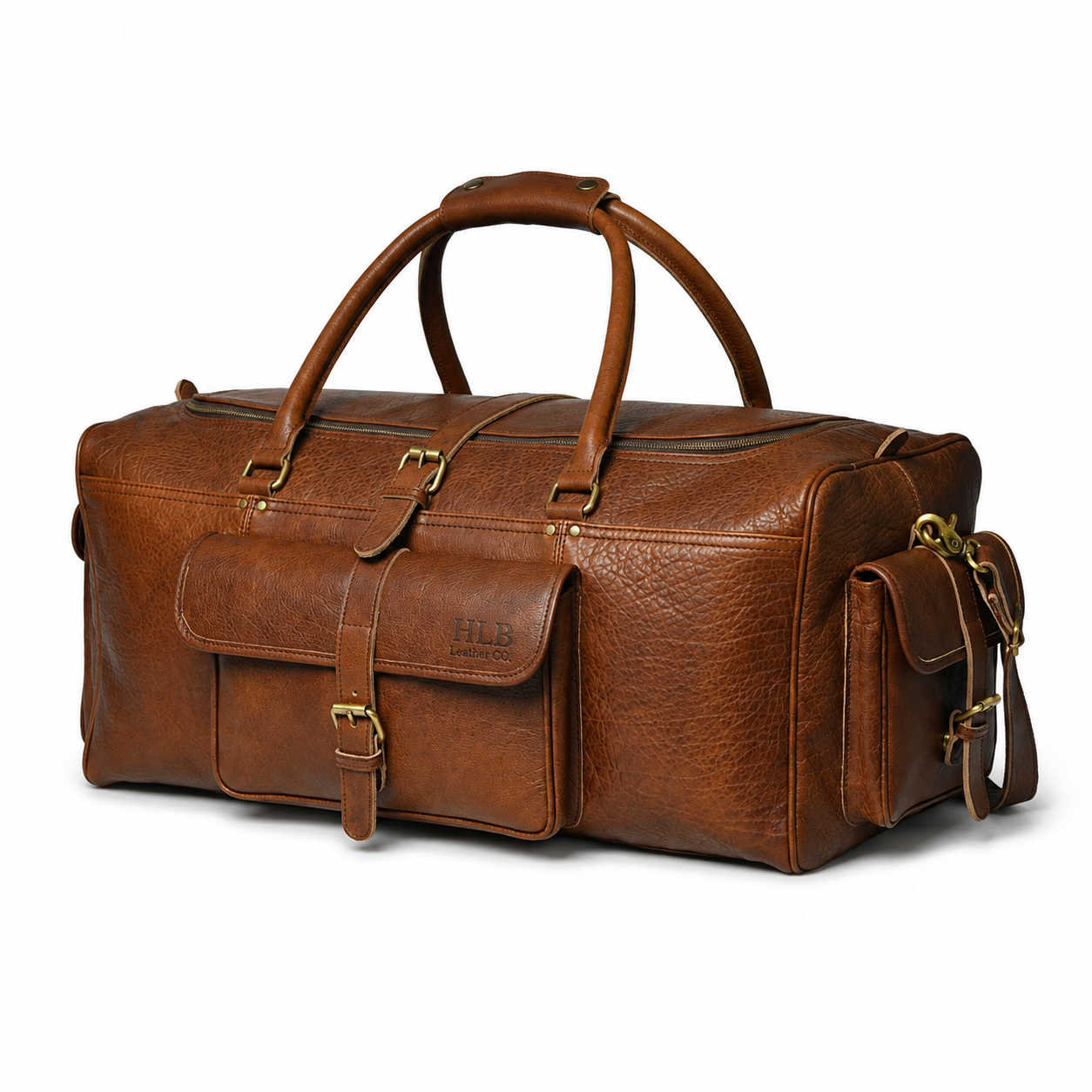 Premium Cow Leather Duffel Bag - Nebulous Saddle