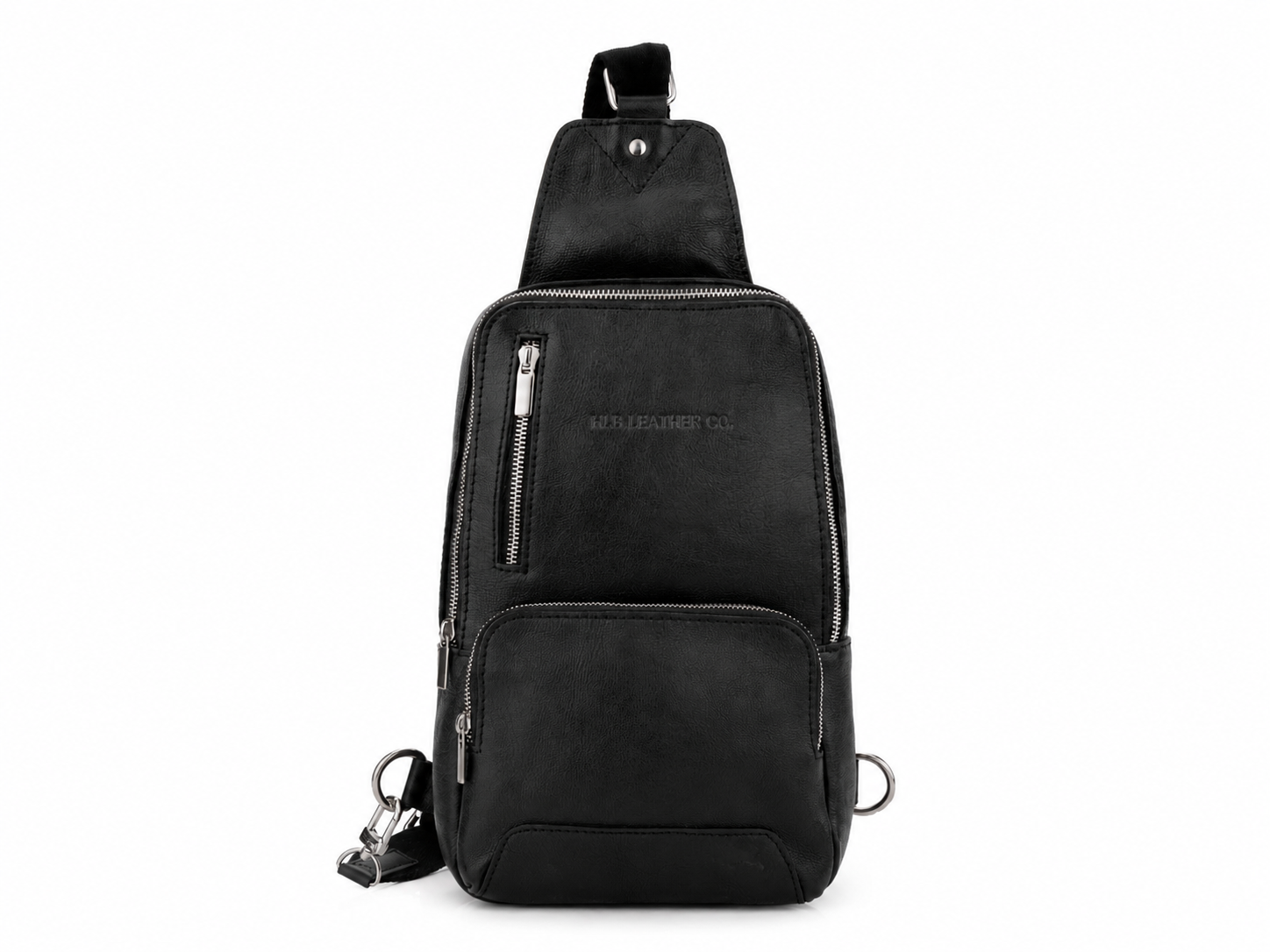 Carbon Black Leather Sling Bag