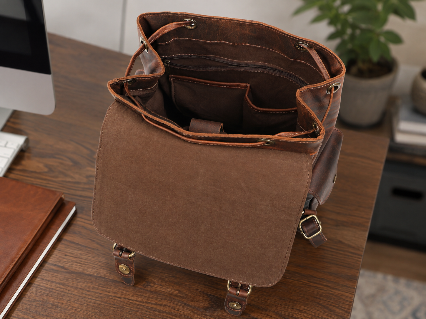 Emerson Signature Buffalo Leather Backpack Combo Set