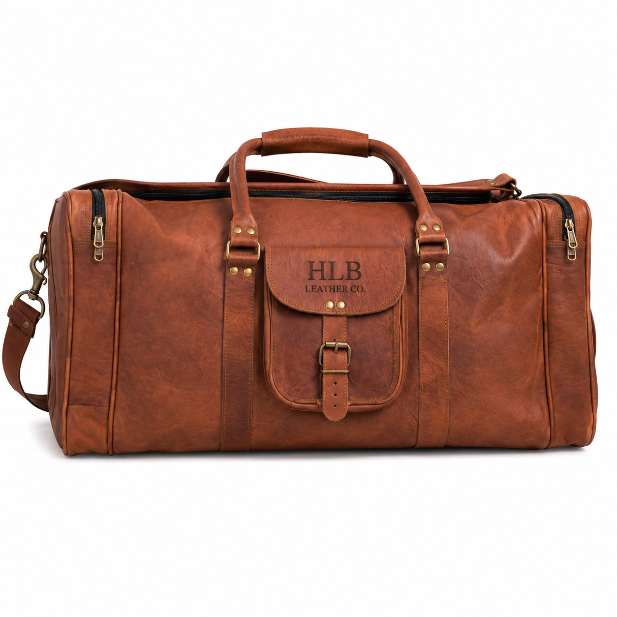 Leather 21-Inch Vintage Duffel Bag - Full Grain Leather Travel, Gym, Sports, and Weekend Bag