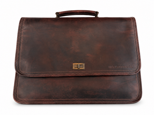 Open Box Full-Grain Buffalo Leather Messenger Bag for Men