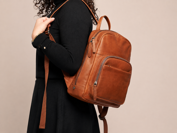 Leather Backpack Cognac Santana