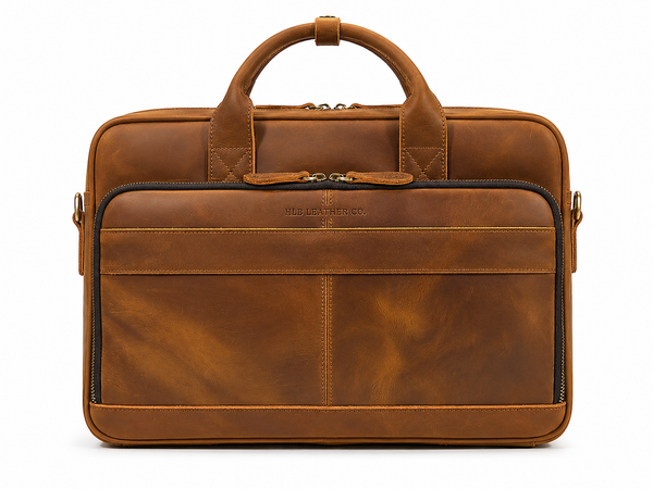 Vintage Full-Grain Leather 17-Inch Laptop Briefcase