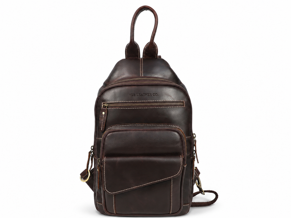 Vintage Buffalo Leather Sling Bag with Organizer Compartments