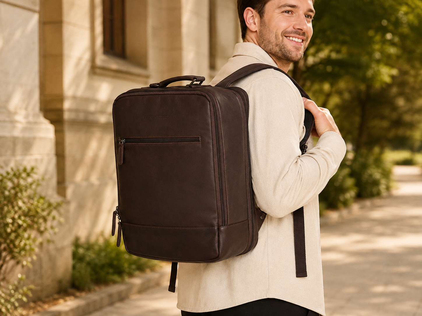 Leather Travel Backpack Brown Jamaica