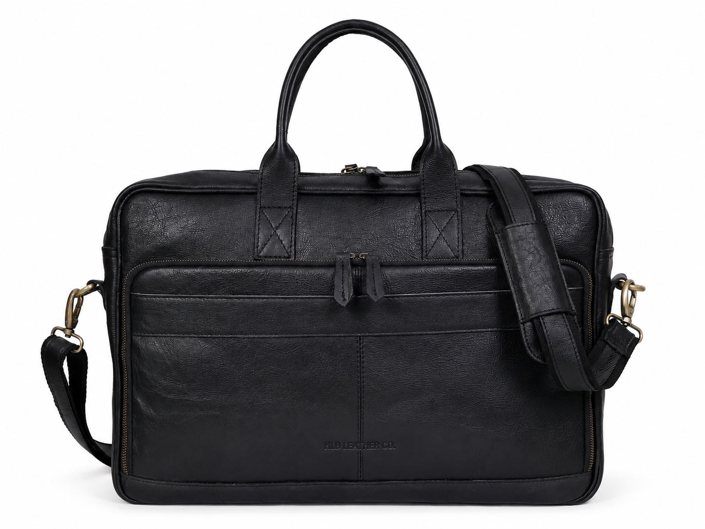 Austin Laptop Leather Briefcase - Black