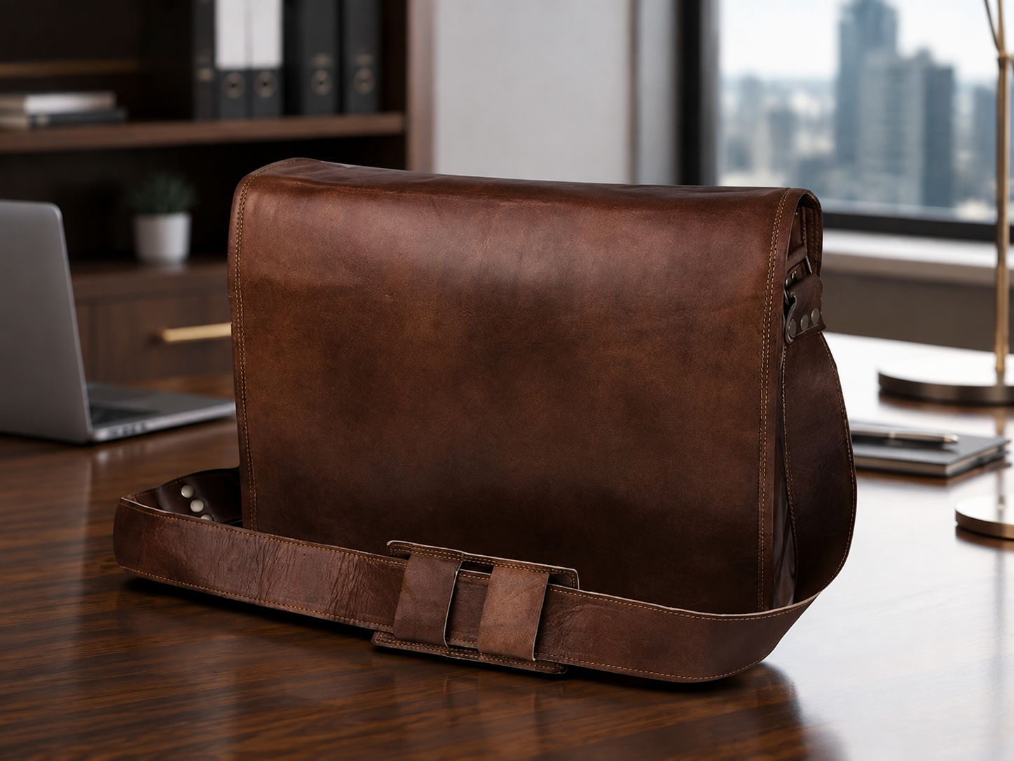 Ridge Men's Leather Messenger Bag – Classic Work & Everyday Satchel