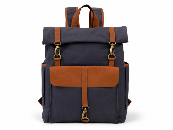 Canvas & Full-Grain Buffalo Leather Adventure Backpack