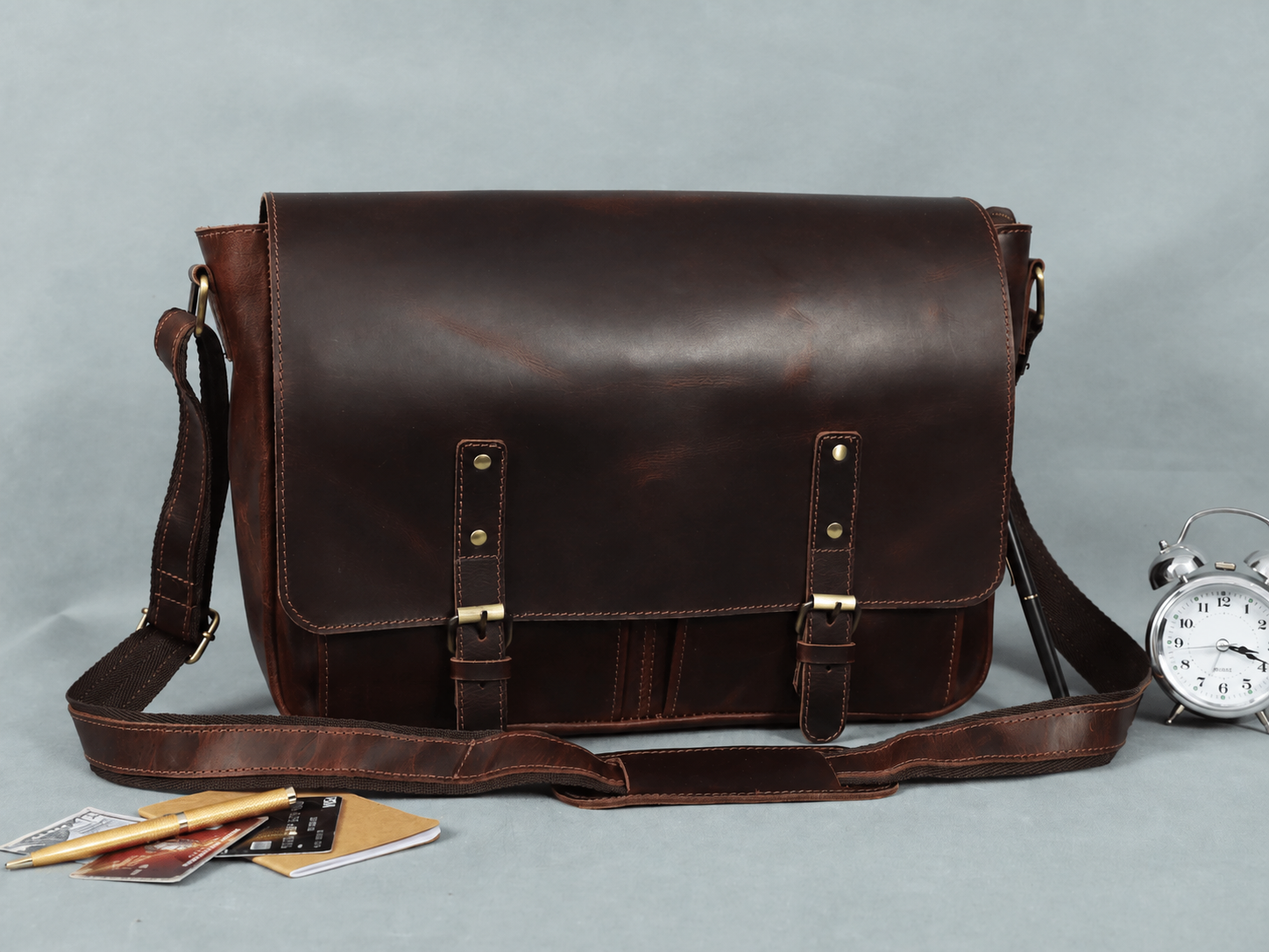 Full-Grain Buffalo Leather Messenger Bag