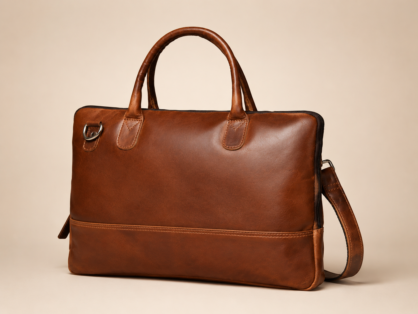 Modernist Leather Laptop Bag - Brown