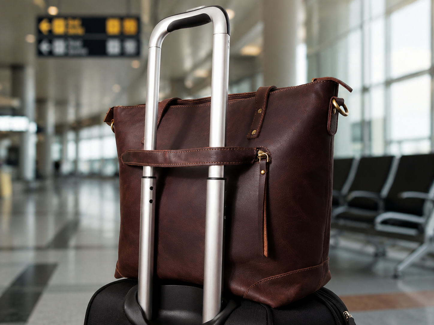 Buffalo Leather Tote Bag - Brown