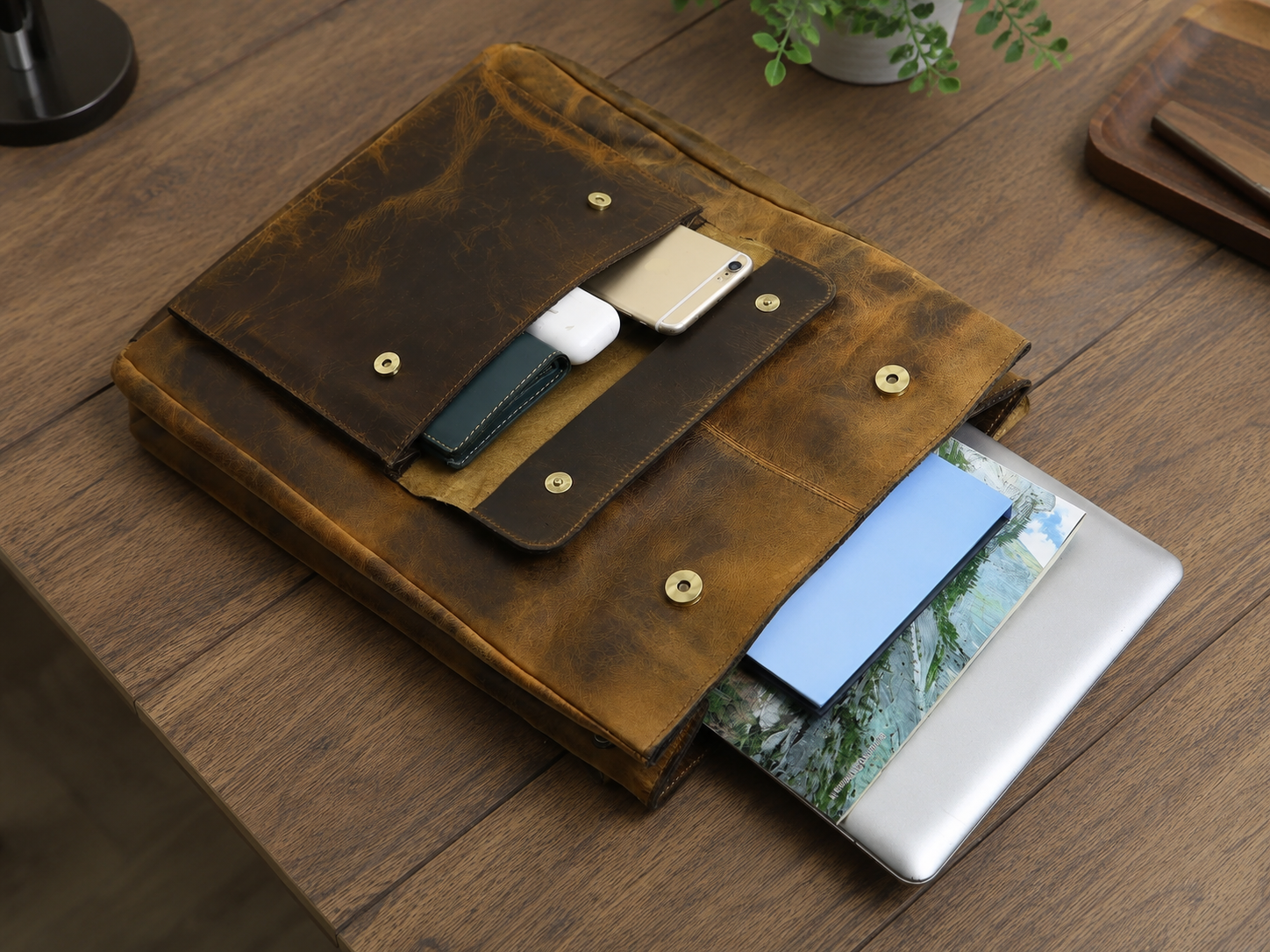 Rustic Vintage Leather Office Backpack