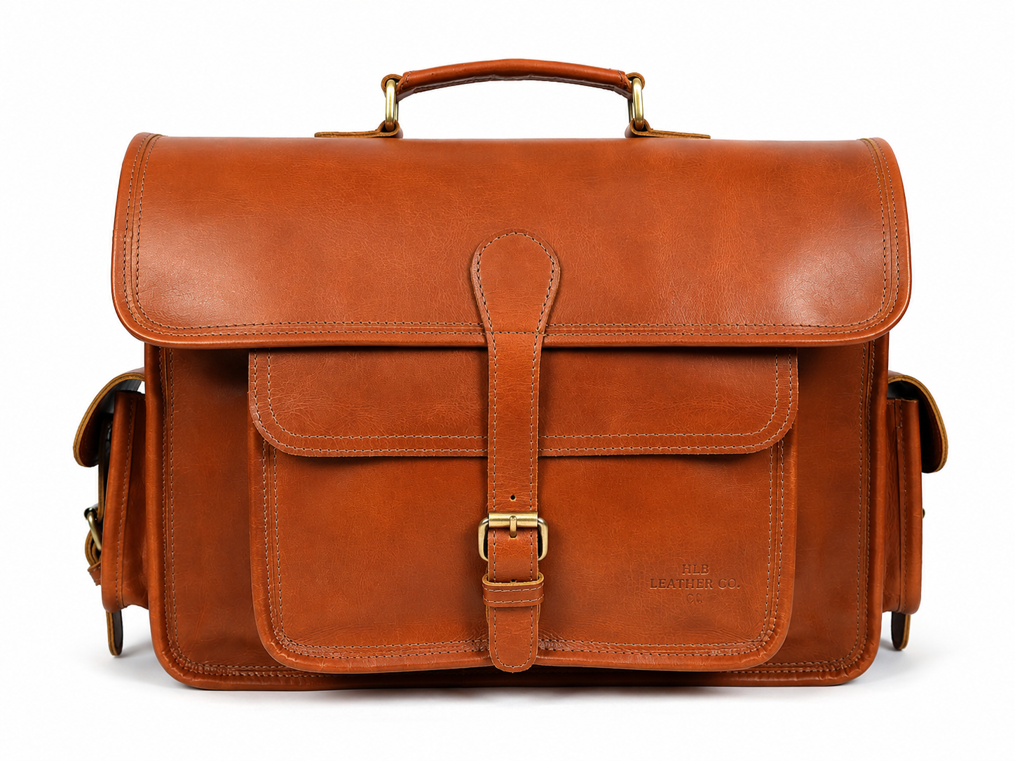 Brown Full-Grain Buffalo Leather Messenger Bag