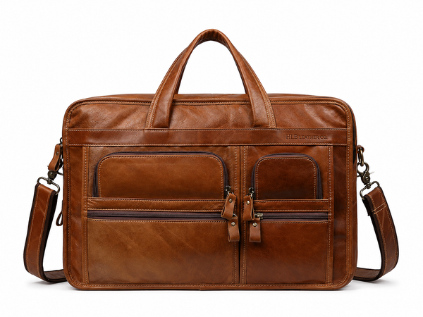 Retro Full-Grain Leather 15.6-Inch Laptop Messenger Bag