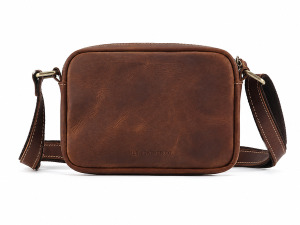 Vintage Full-Grain Leather Mini Crossbody Bag – Compact Everyday Purse