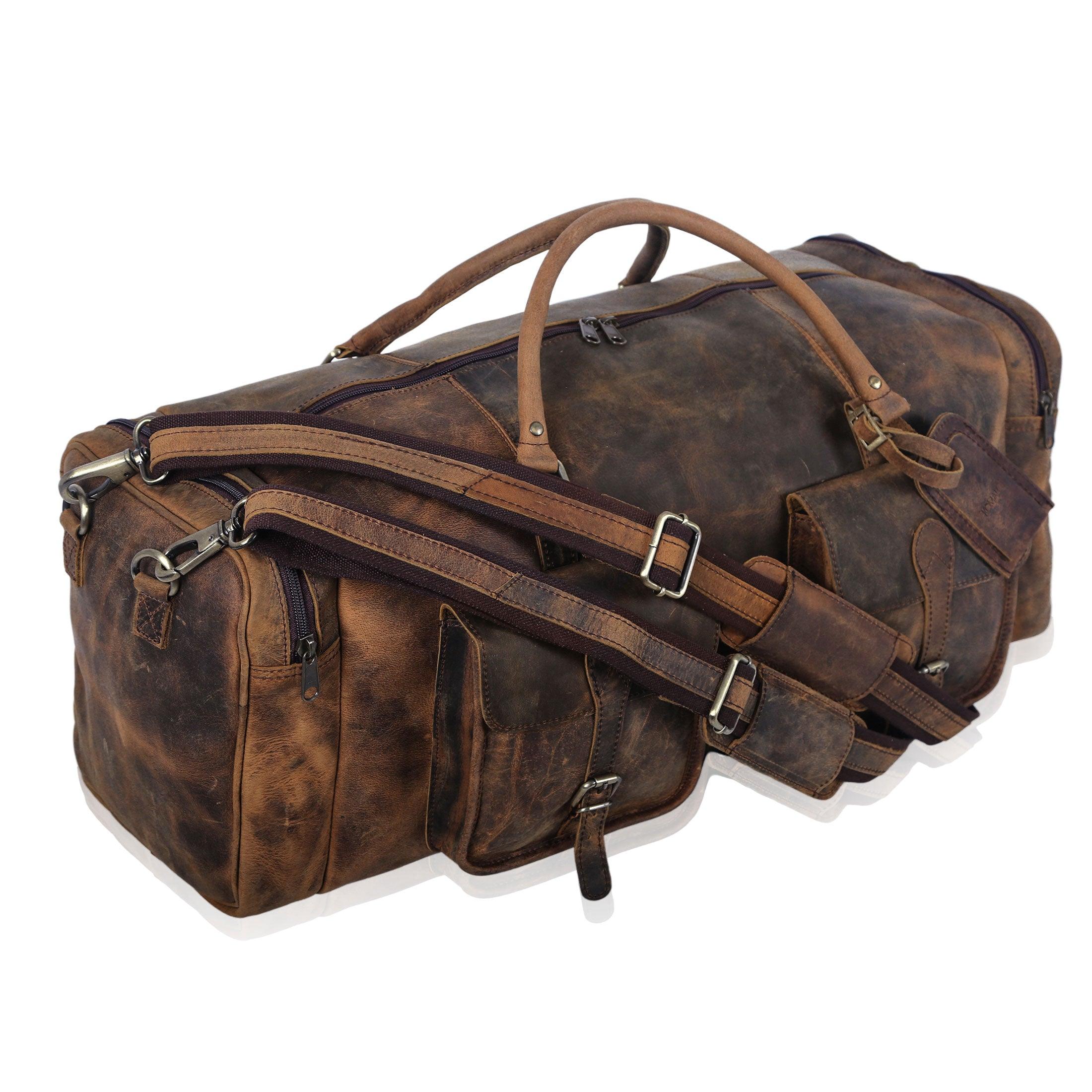 Leather Duffel Bag 28-Inch Large Travel Bag - Gym, Sports, Overnight, and Weekender Bag (Buffalo Distressed Tan)