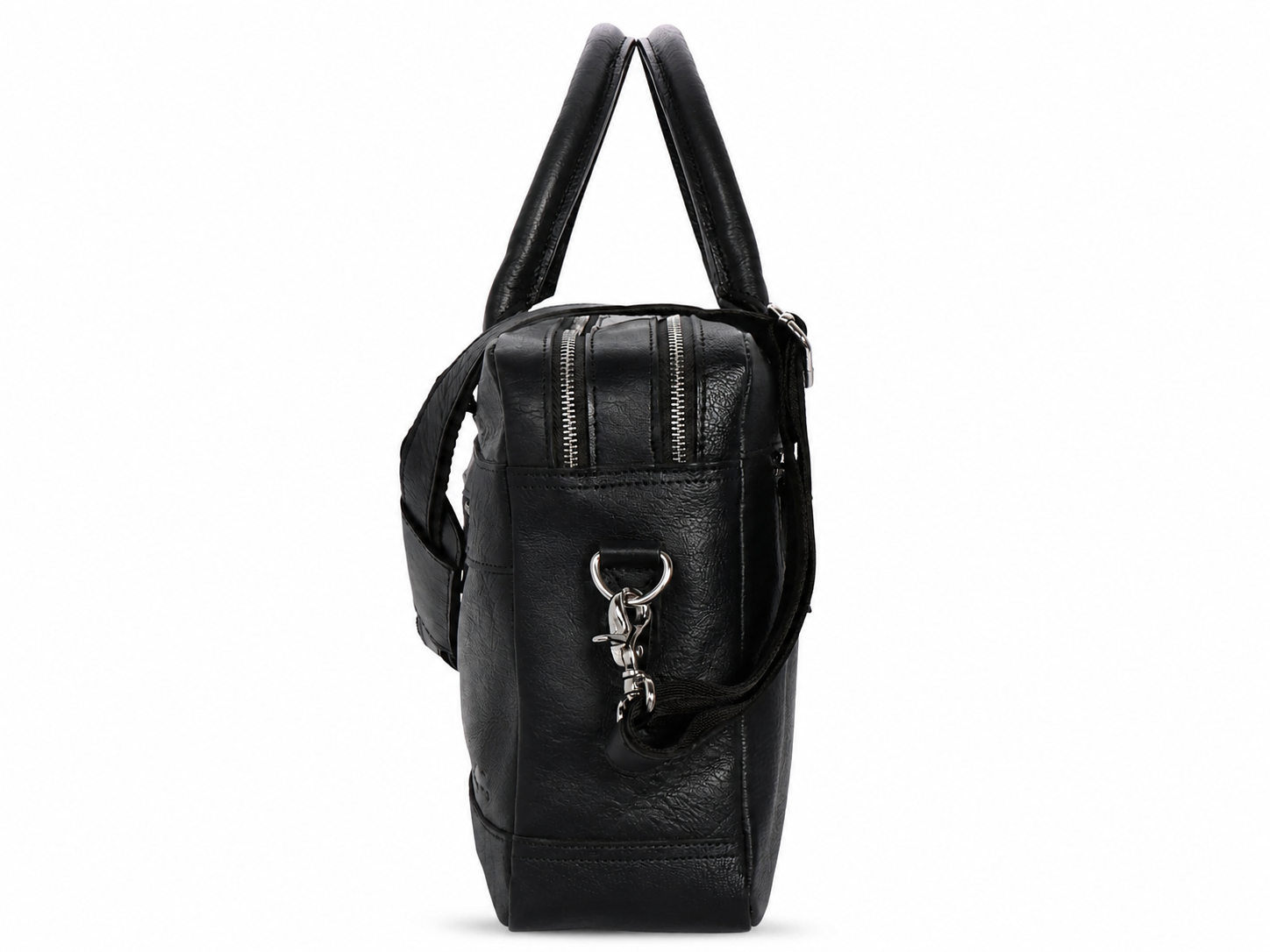 Black Top-Grain Buffalo Leather Briefcase for Men
