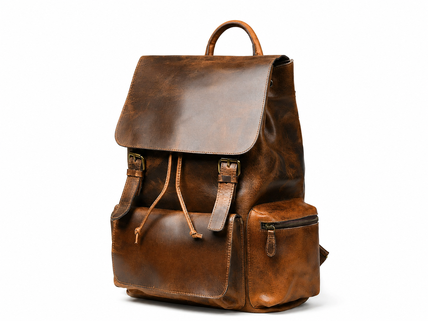 Vortex Leather Backpack: Burnt Brown
