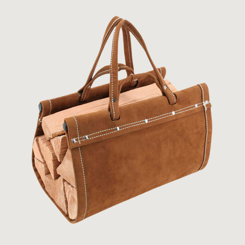 Premium Suede Leather Firewood Carrier