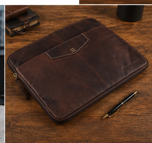 Washington Brown A4 Leather Portfolio Case – Vintage Buffalo Document Clutch