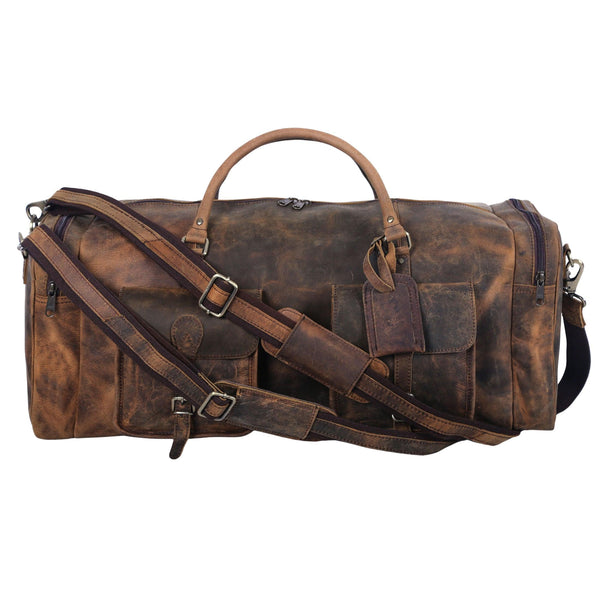 Leather Duffel Bag 28-Inch Large Travel Bag - Gym, Sports, Overnight, and Weekender Bag (Buffalo Distressed Tan)