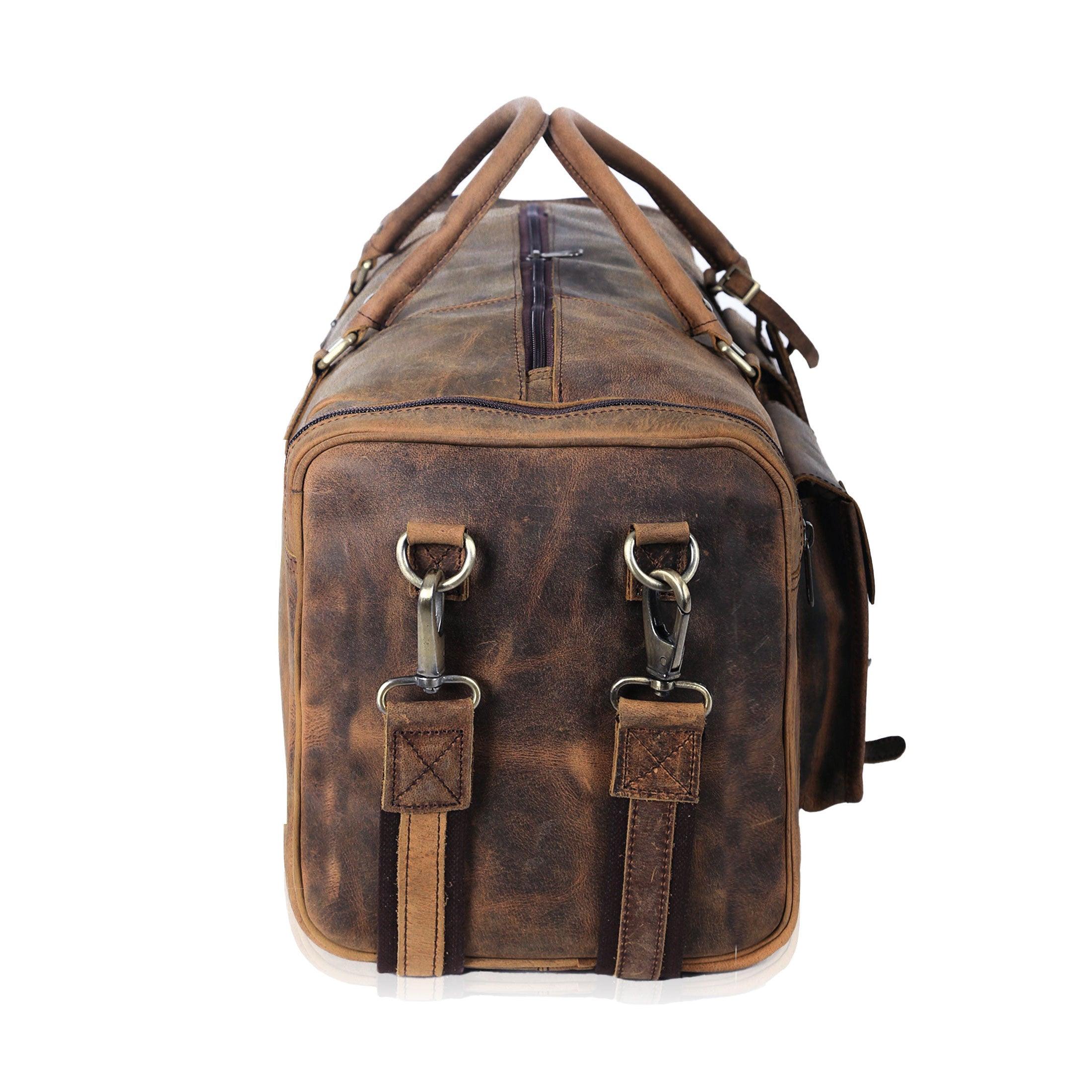Leather Duffel Bag 28-Inch Large Travel Bag - Gym, Sports, Overnight, and Weekender Bag (Buffalo Distressed Tan)