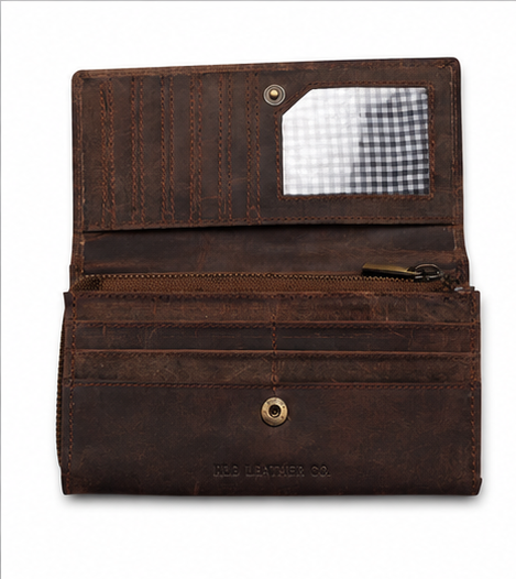 Camellia Full-Grain Leather Wallet – RFID Card, Coin & Cash Organizer