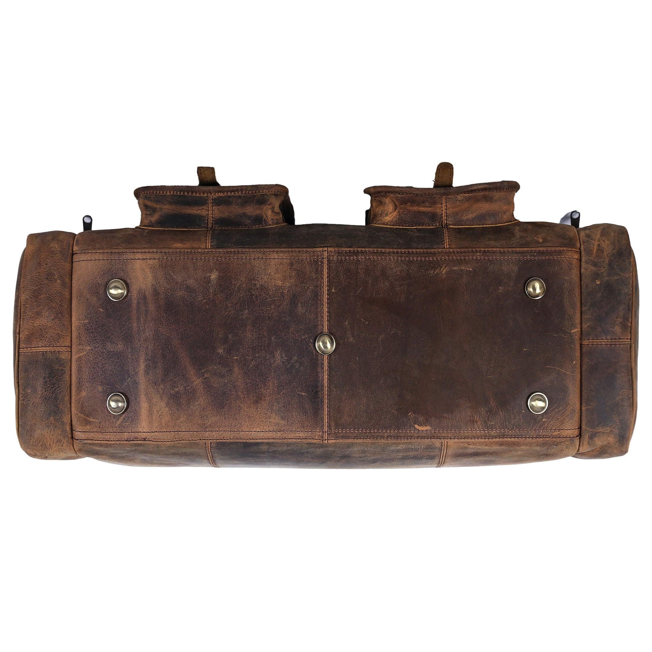 Leather Duffel Bag 28-Inch Large Travel Bag - Gym, Sports, Overnight, and Weekender Bag (Buffalo Distressed Tan)