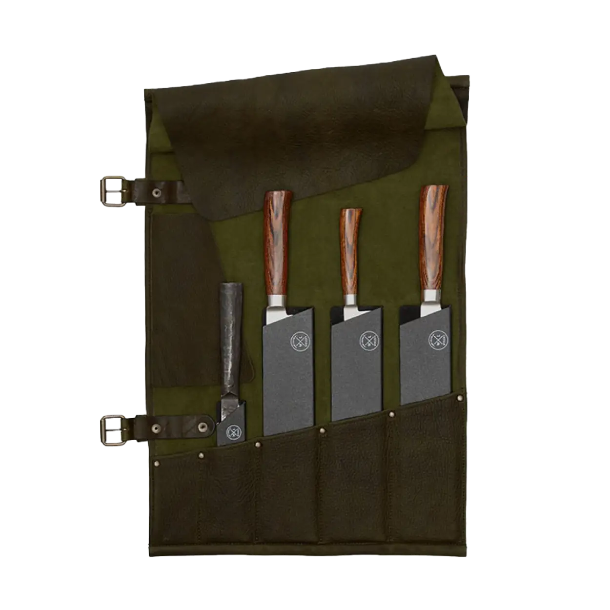 Witloft Handmade Leather Knife Roll — 5 Compartments