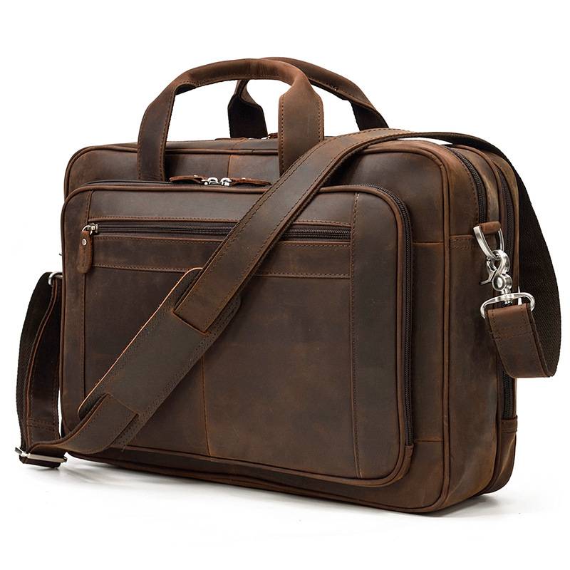 Handcrafted Vintage Leather Briefcase Bag for Business Trip