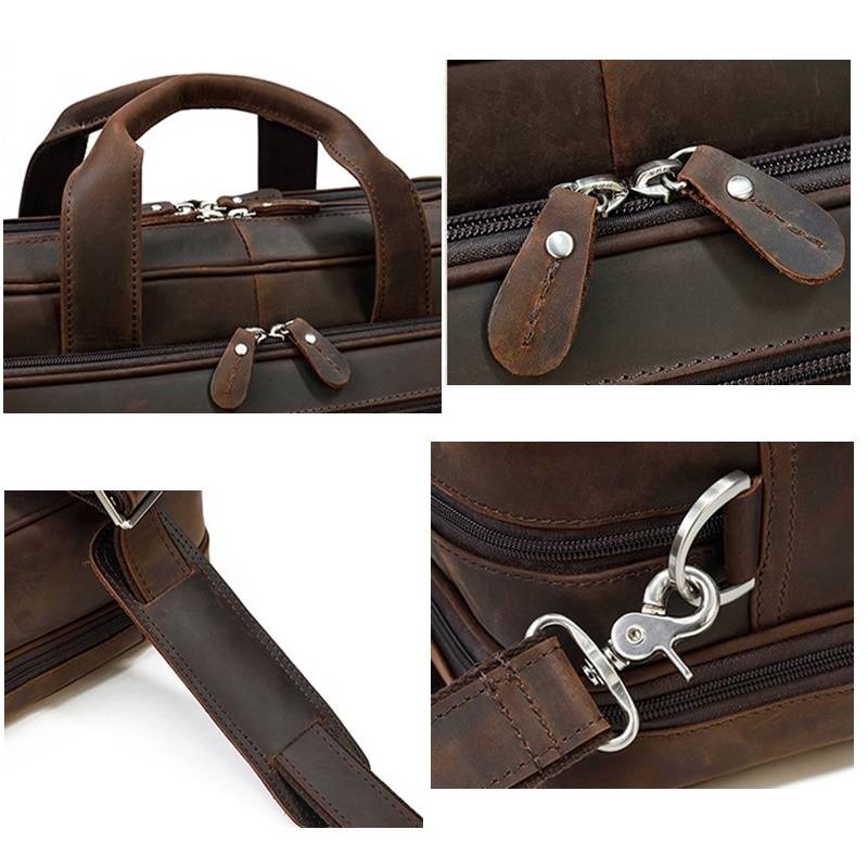Handcrafted Vintage Leather Briefcase Bag for Business Trip