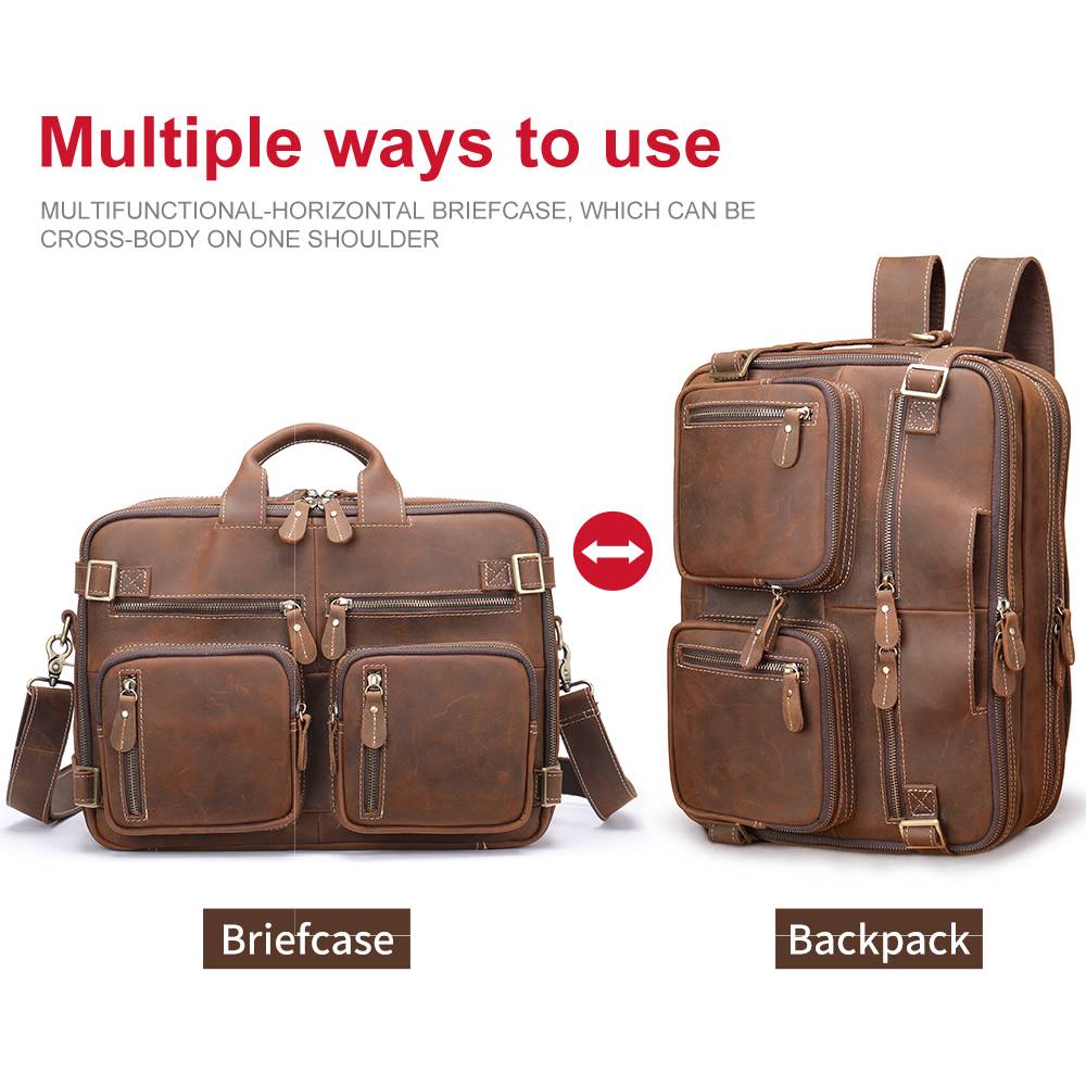 Leather Convertible Backpack Briefcase