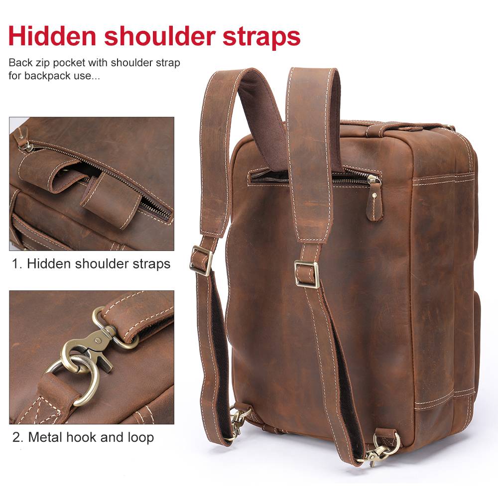 Leather Convertible Backpack Briefcase