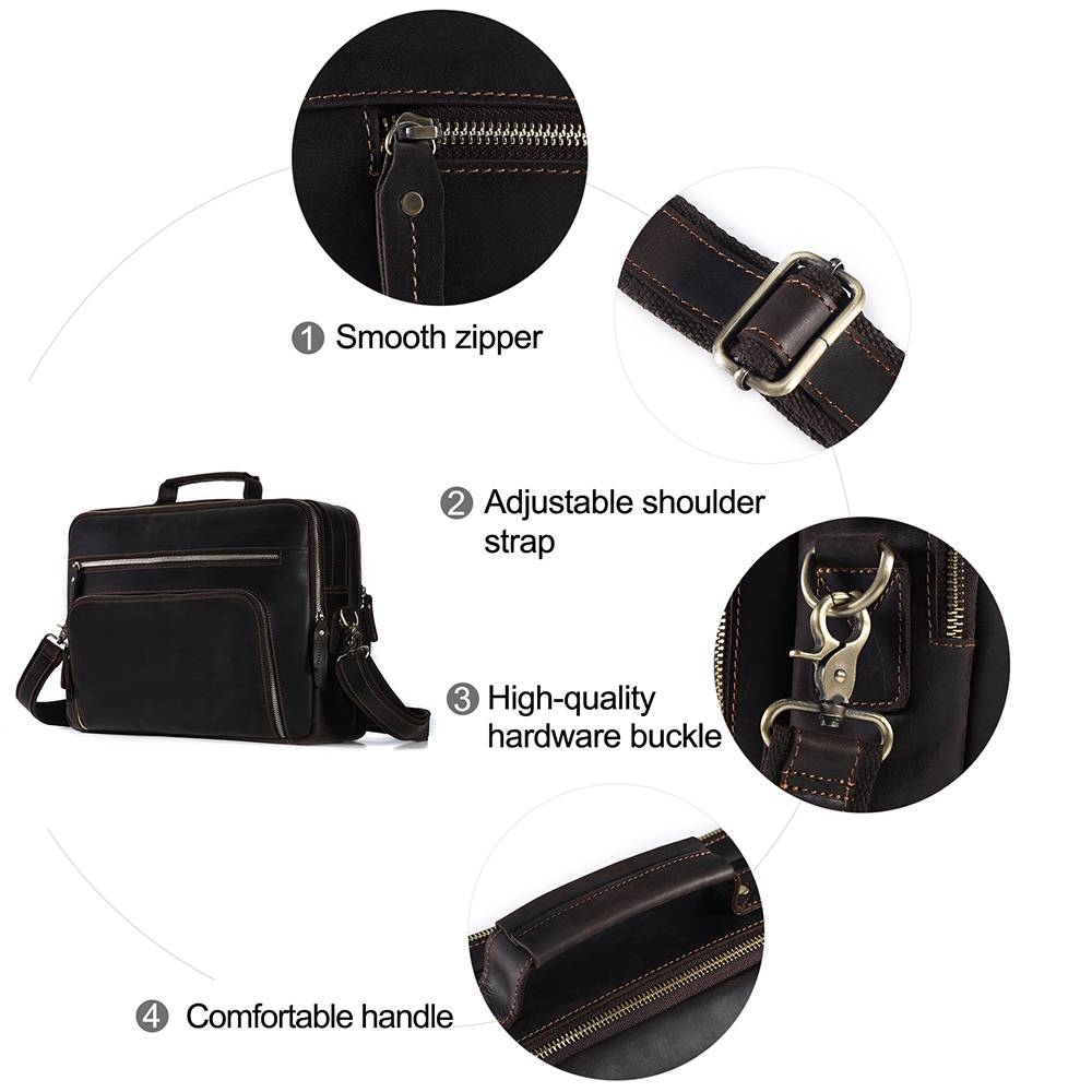 Leather Briefcase Business Travel Messenger Bags