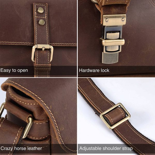 Vintage Pure Leather Small Crossbody Bag Purse