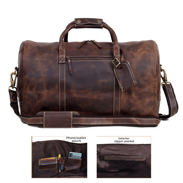 Roosevelt Brown Buffalo Leather Duffle Bag