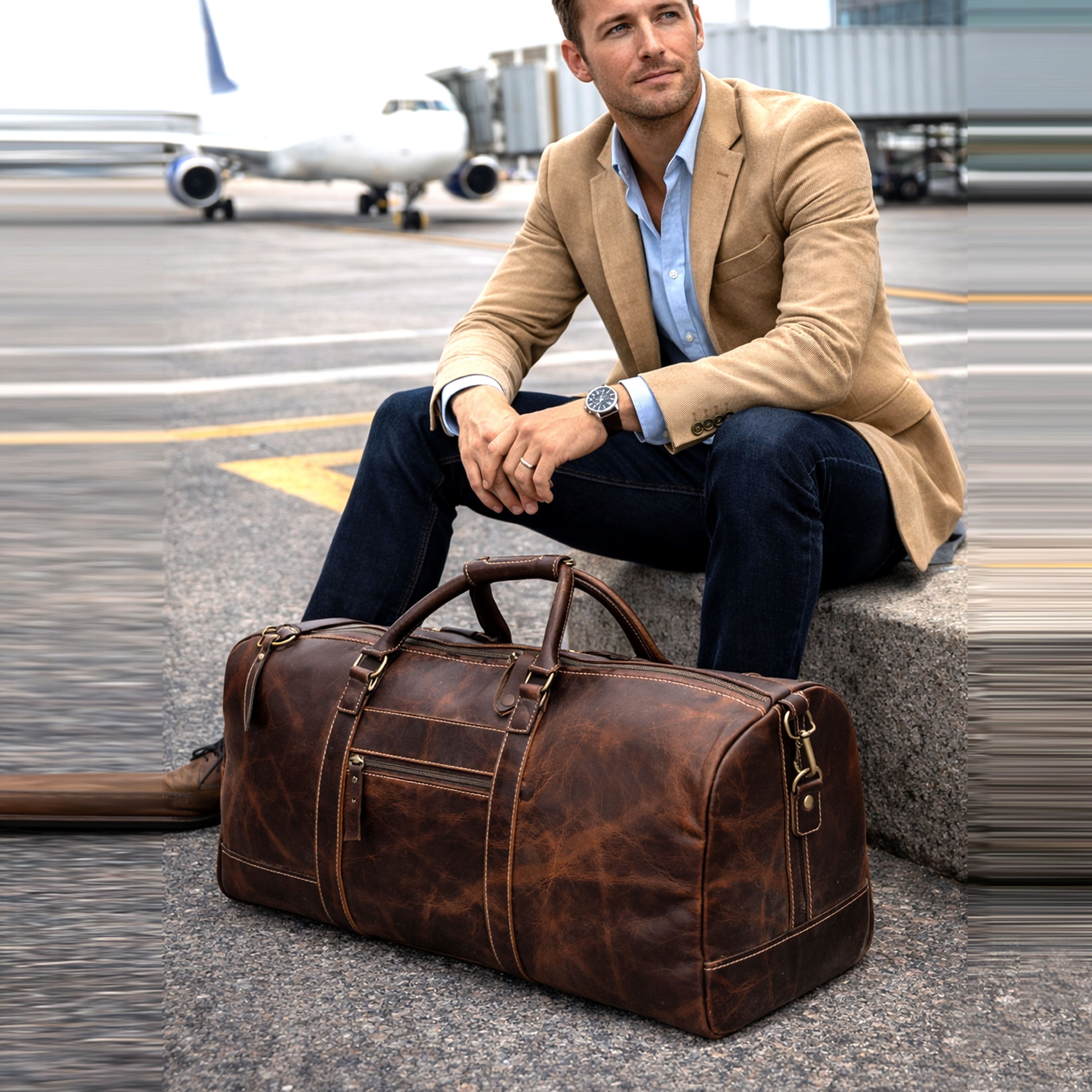 Roosevelt Brown Buffalo Leather Duffle Bag