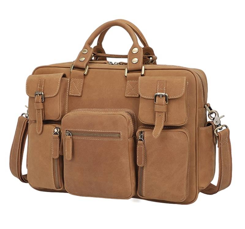 Multiple Pockets Leather Briefcase