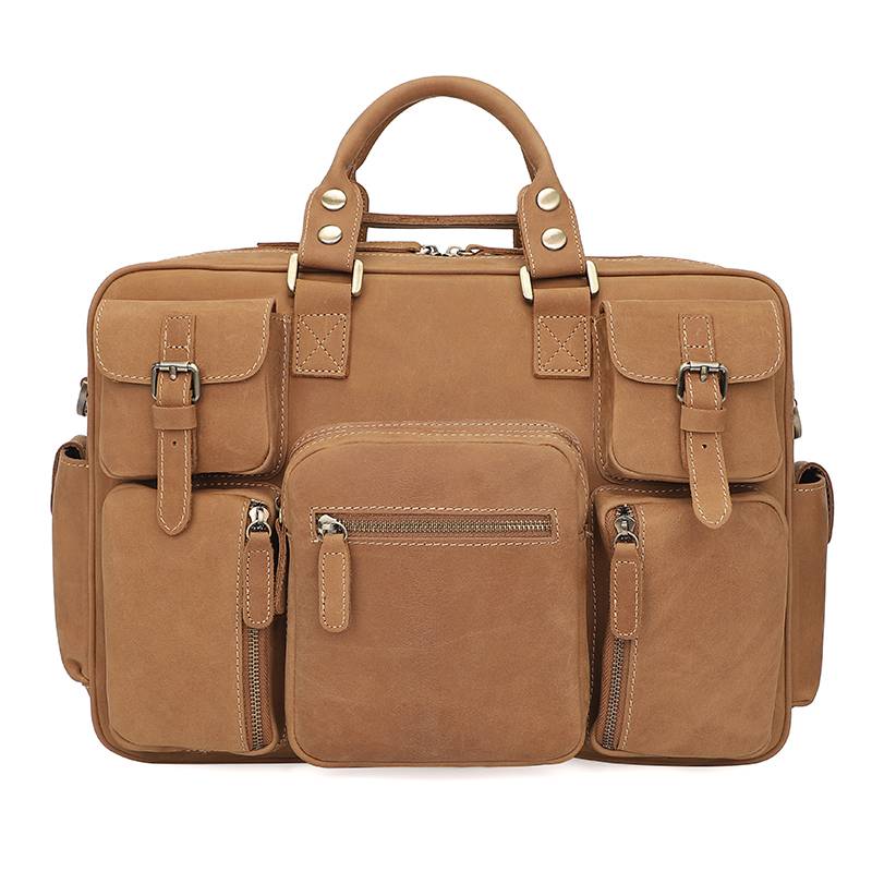 Multiple Pockets Leather Briefcase