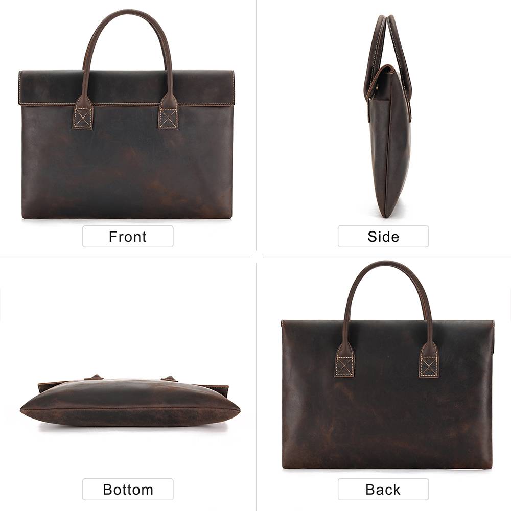 Multiple Pockets Leather Briefcase
