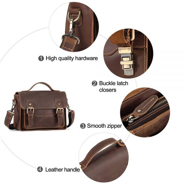 Unisex Leather Messenger Bag Satchel Samll Handbag