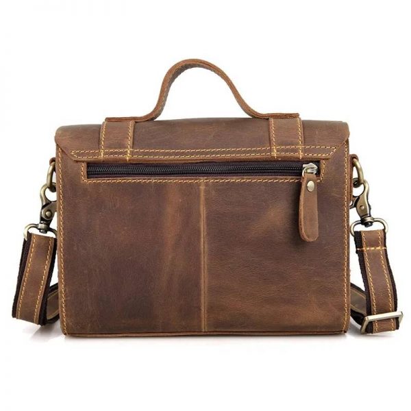 Unisex Small Leather Messenger Bag Office Briefcase Satchel