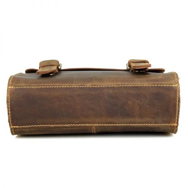 Unisex Small Leather Messenger Bag Office Briefcase Satchel