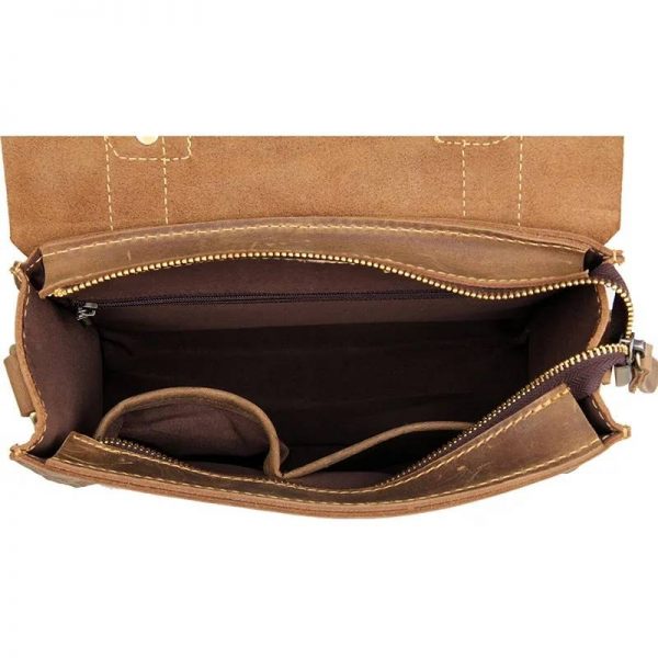 Unisex Small Leather Messenger Bag Office Briefcase Satchel