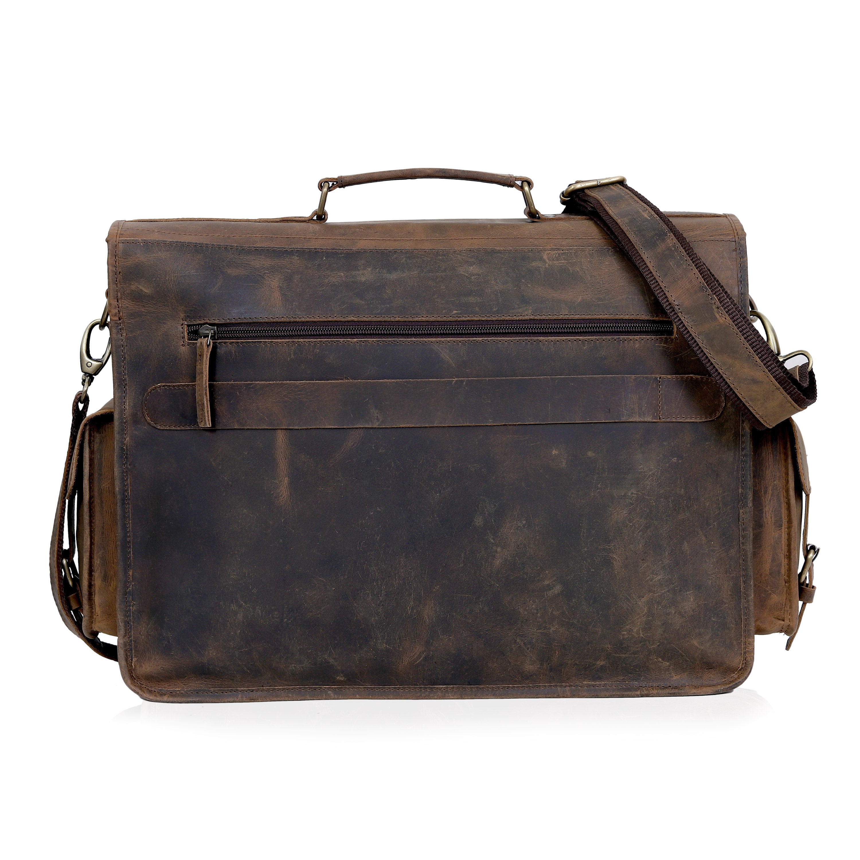 Vintage Brown Buffalo Leather Laptop Messenger Bag