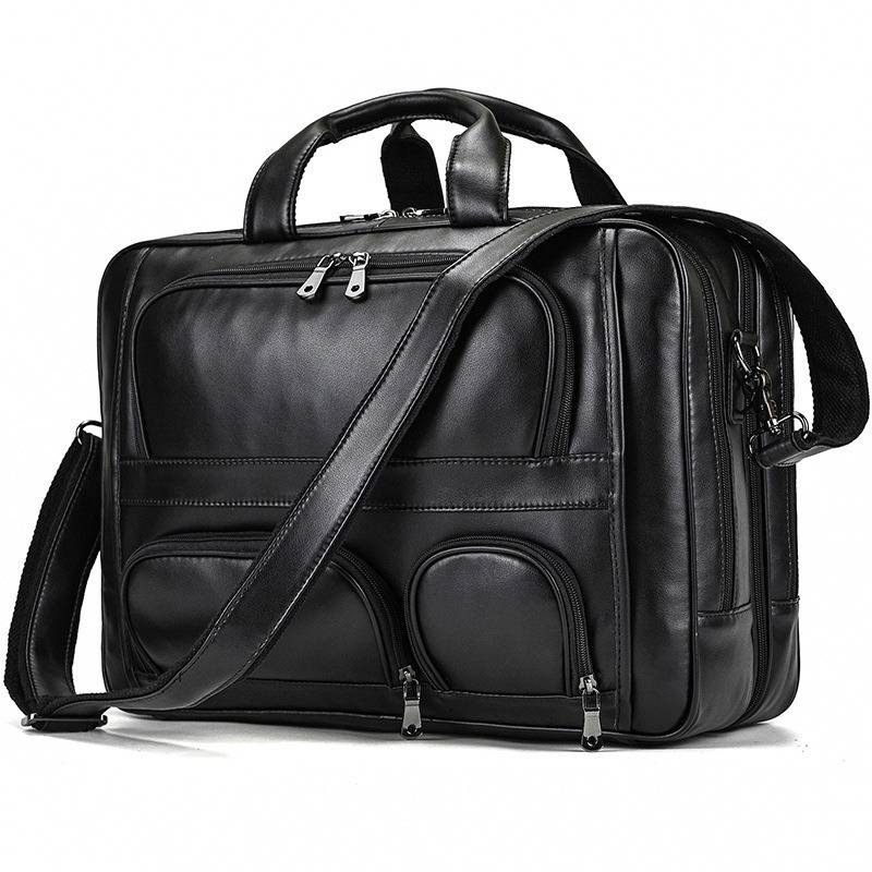 Large Capacity Leather 17" Laptop Work Bag Briefcase