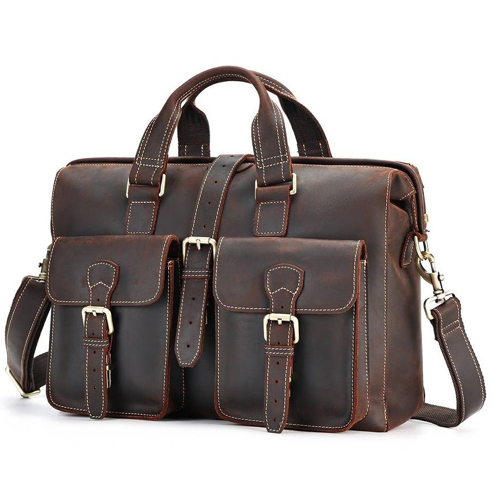Leather Briefcase Flight Bag