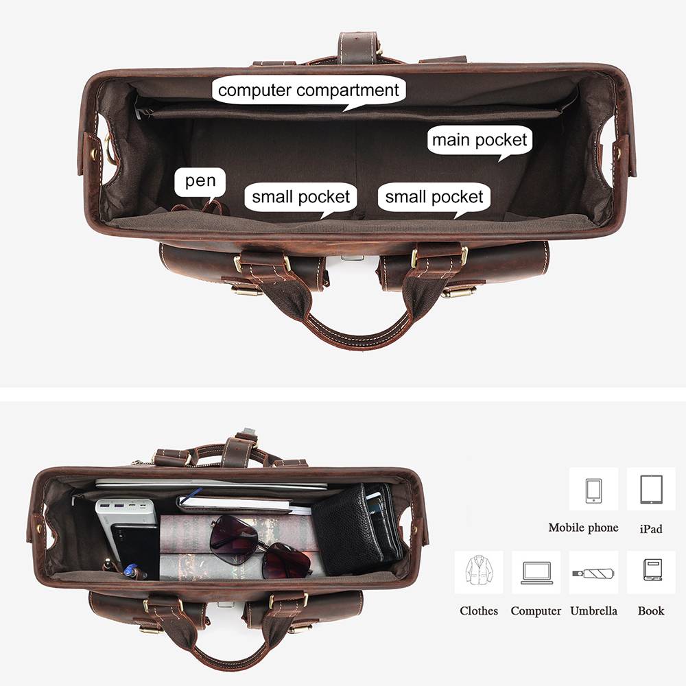 Leather Briefcase Flight Bag